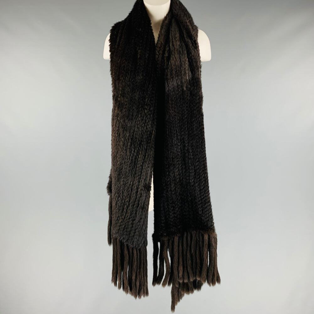 TRILOGY Brown Woven Mink Fur Scarves